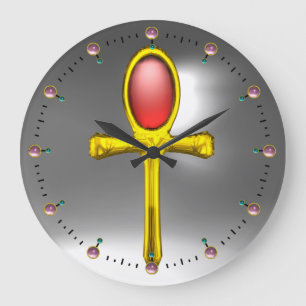 RED TALISMAN, Ruby Gemstone, Grey White Grote Klok