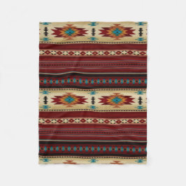 RED/TAN Aztec afdrukken Fleece Deken