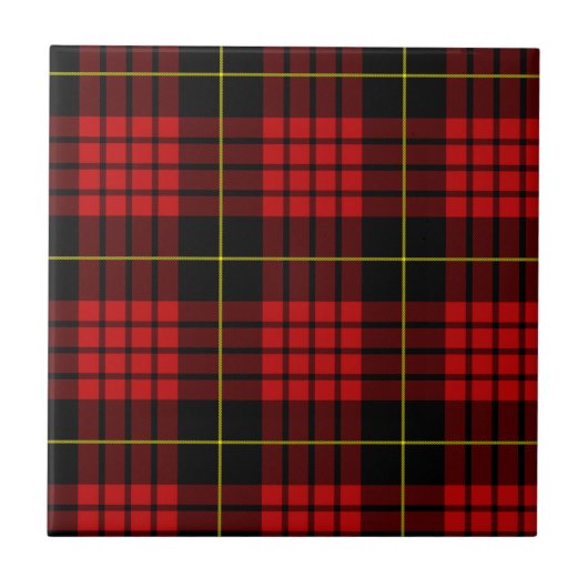 Red Tartan Ceramic Tile Tegeltje (Voorkant)
