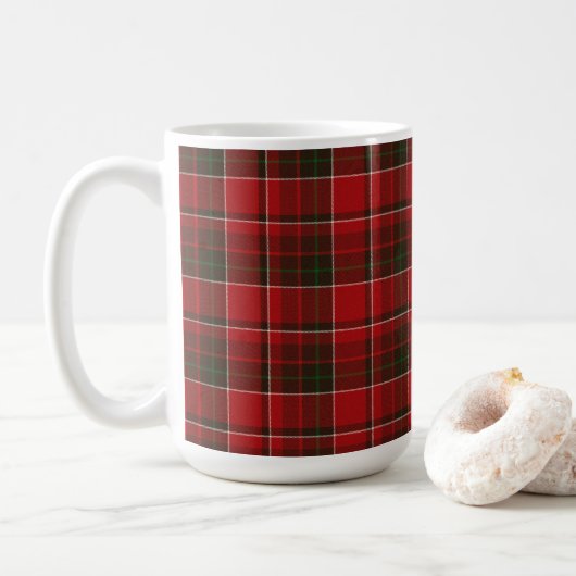Red Tartan Check Koffiemok (Met donut)