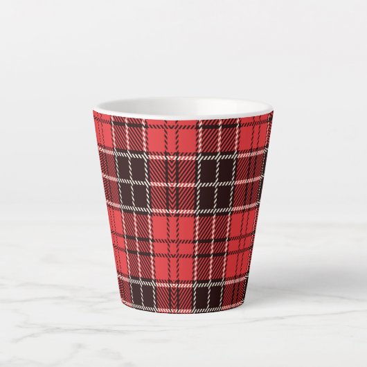 Red Tartan Latte Mok (Voorkant)