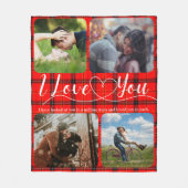 Red Tartan Love Couples Foto collage Fleece Deken (Voorkant)