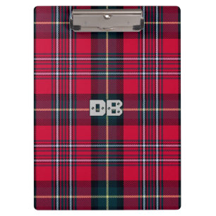 Red Tartan met uw Initiaal(en) Klembord