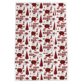 Red Tartan Mode Santa Pattern Medium Cadeauzakje (Achterkant)