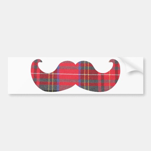 Red Tartan Mustache Bumpersticker (Voorkant)