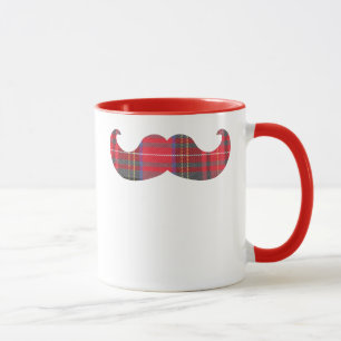 Red Tartan Mustache Mok