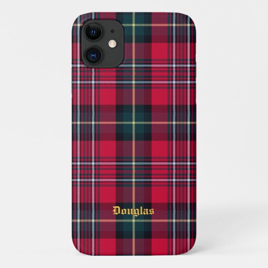 Red Tartan Phone Case met naam of Initiaal (Achterkant)
