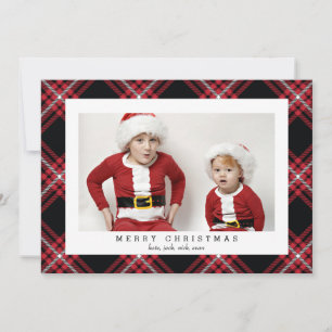 Red Tartan Photo Card voor kerstFeestdagen Feestdagenkaart