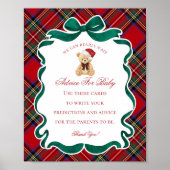 Red Tartan Plaid Christmas Bear Advice for Baby Poster (Voorkant)