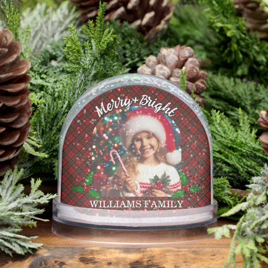 Red tartan plaid Custom photos Christmas (Hiver)