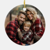 Red Tartan Plaid Gold Script Kerst Keramisch Ornament (Achterkant)