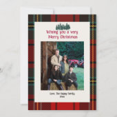 Red Tartan Plaid Photo Joyeuse carte de Noël (Devant)