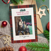 Red Tartan Plaid Photo Joyeuse carte de Noël