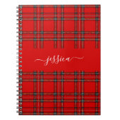 Red tartan plaid script name binder notitieboek (Voorkant)