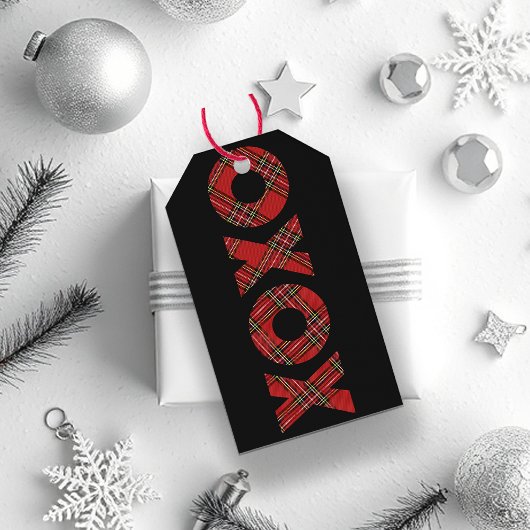 Red Tartan Prettige feestdagen Cadeaulabel