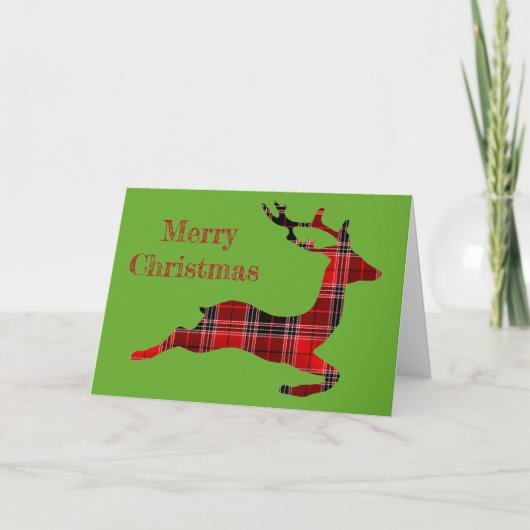 Red Tartan render Scottish Kerstmis Feestdagen Kaart (Voorkant)