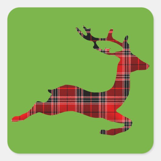 Red Tartan render Scottish Kerstmis Vierkante Sticker (Voorkant)