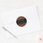 Red Tartan Scottish Wedding dates stickers (Enveloppe)