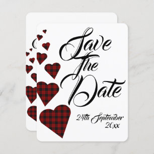 Red Tartan Wedding Save the Date Kaart
