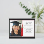 Red Tassel Photo Graduation Party invitation (Debout devant)