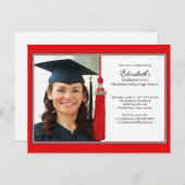 Red Tassel Photo Graduation Party Invitation 2012 (Devant / Derrière)