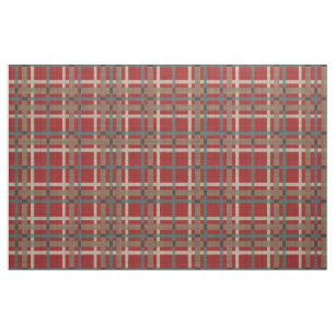 Red Taupe Brown Blauwgroen Blue Tartan Squares Pat Stof