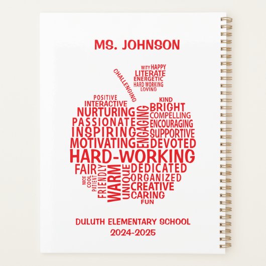 Red Teacher Appréciation Typographie Apple (Dos)