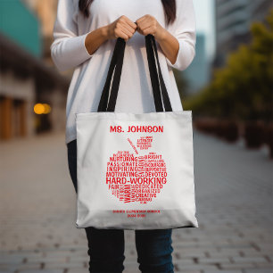 Red Teacher Appreciation Typography Draagtas