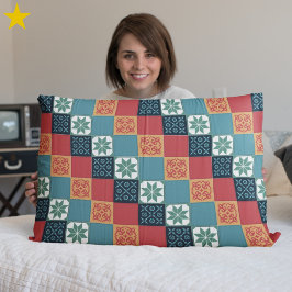 Red Teal Orange Classic European Mosaic Tiles Kussensloop