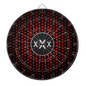 Red Techno Stippen Modern Monogram Dartbord (Voorkant)