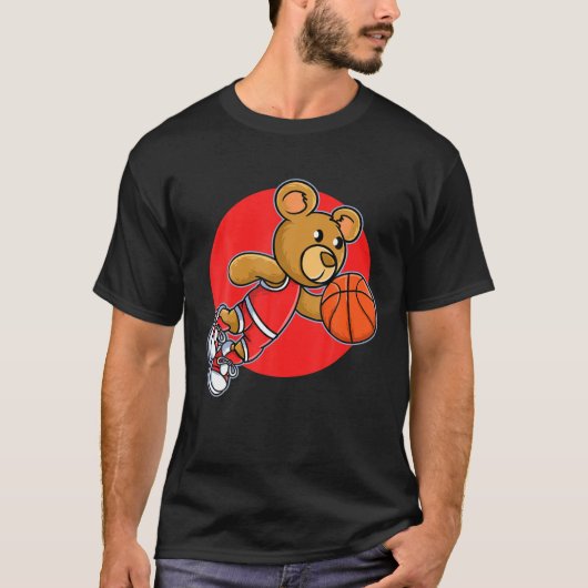 Red Teddy Bear die Basketball Sport speelt | Manne T-shirt (Voorkant)