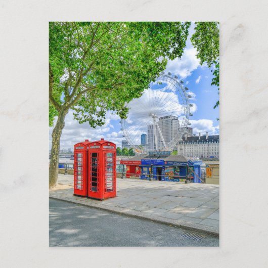 Red Telephone Boxes, Briefkaart Londen (Voorkant)