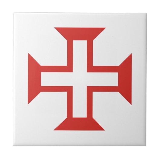 Red Templar Cross Tegeltje (Voorkant)