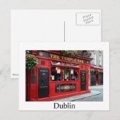 Red Temple Bar pub à Dublin carte postale avec tex (Devant / Derrière)