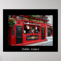 Red Temple Bar pub à Dublin poster de texte