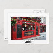 Red Temple Bar pub in Dublin briefkaart met tekst (Voorkant / Achterkant)