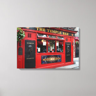 Red Temple Bar pub in Dublin canvas Afdruk