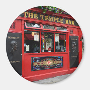 Red Temple Bar pub in Dublin round magnet Magneet