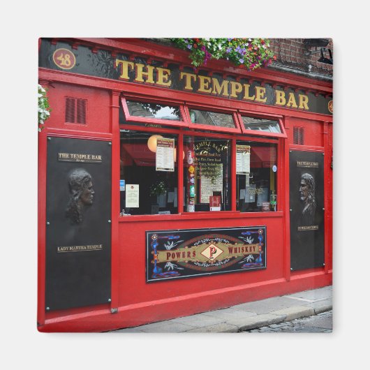 Red Temple Bar pub in Dublin vierkante magneet (Voorkant)