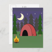 Red Tent Camping Anniversaire Carte postale Invita (Devant / Derrière)