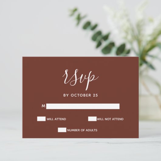 Red Terracotta Rustic Burnt Clay Earthy RSVP (Staand voorkant)