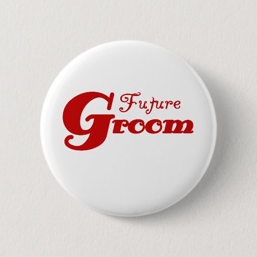Red Text Future Groom Ronde Button 5,7 Cm (Voorkant)
