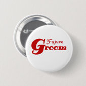 Red Text Future Groom Ronde Button 5,7 Cm (Voorkant /achterkant)