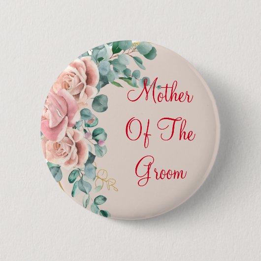 Red Text Moeder of Groom Button (Voorkant)