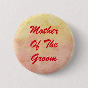 Red Text Moeder van Groom Pinback Button