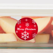 Red Textured Merry Kerstmis met Snowflakes Labels (Aangebracht)