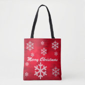Red Textured Merry Kerstmis met Snowflakes Tote Bag (Voorkant)