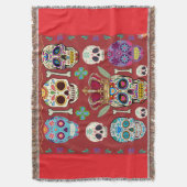 Red Throw - Large Rug - Gothic Skull -  Deken (Voorkant Verticaal)