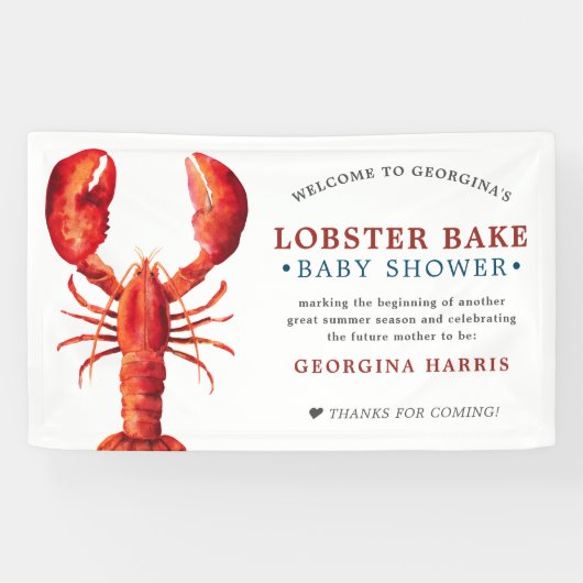 Red Tide | Lobster Bake | Baby shower Spandoek (Horizontaal)