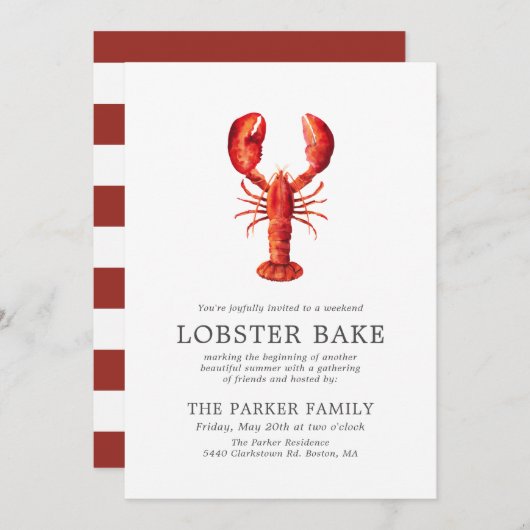 Red Tide  | Lobster Bake Striped Kaart (Voorkant / Achterkant)